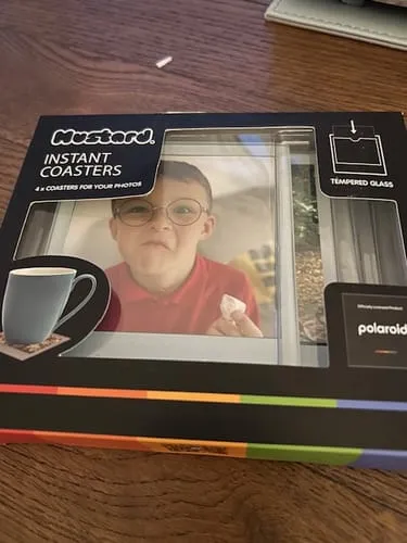 Mustard Instant Coaster glasunderlägg polaroid