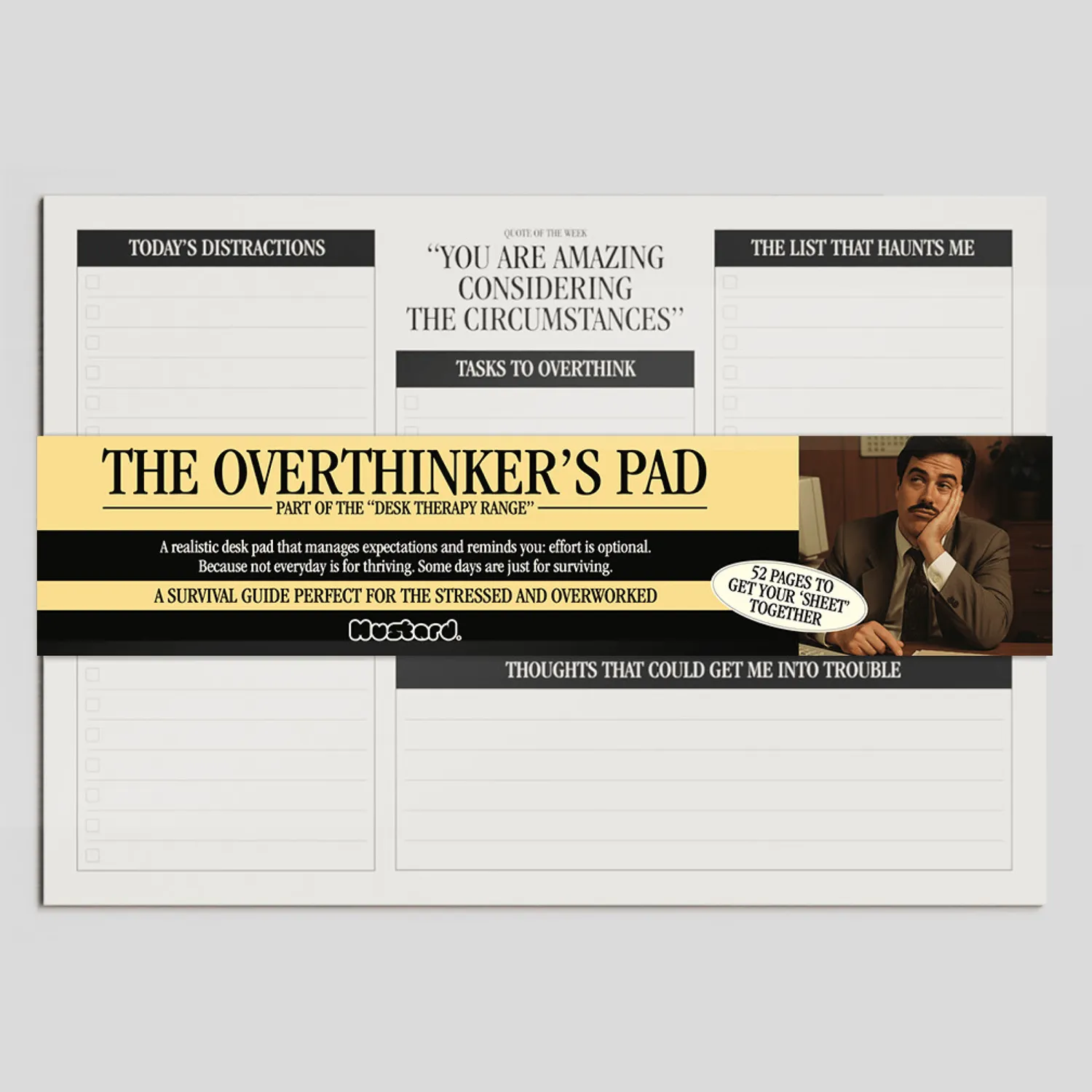 Mustard Overthinker's skrivunderlägg planering 52 blad