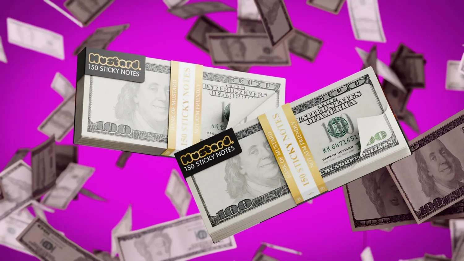 Mustard Cash sticky notes dollarsedlar