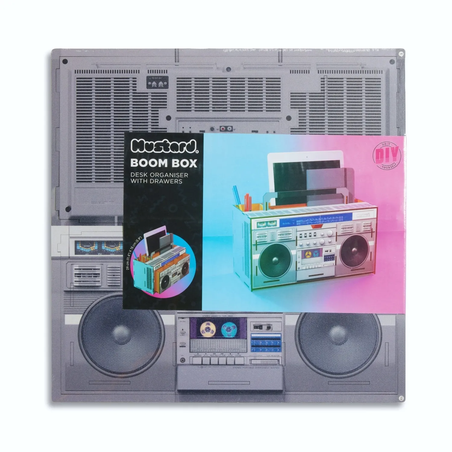Mustard Boombox skrivbordsorganisatör retro MDF
